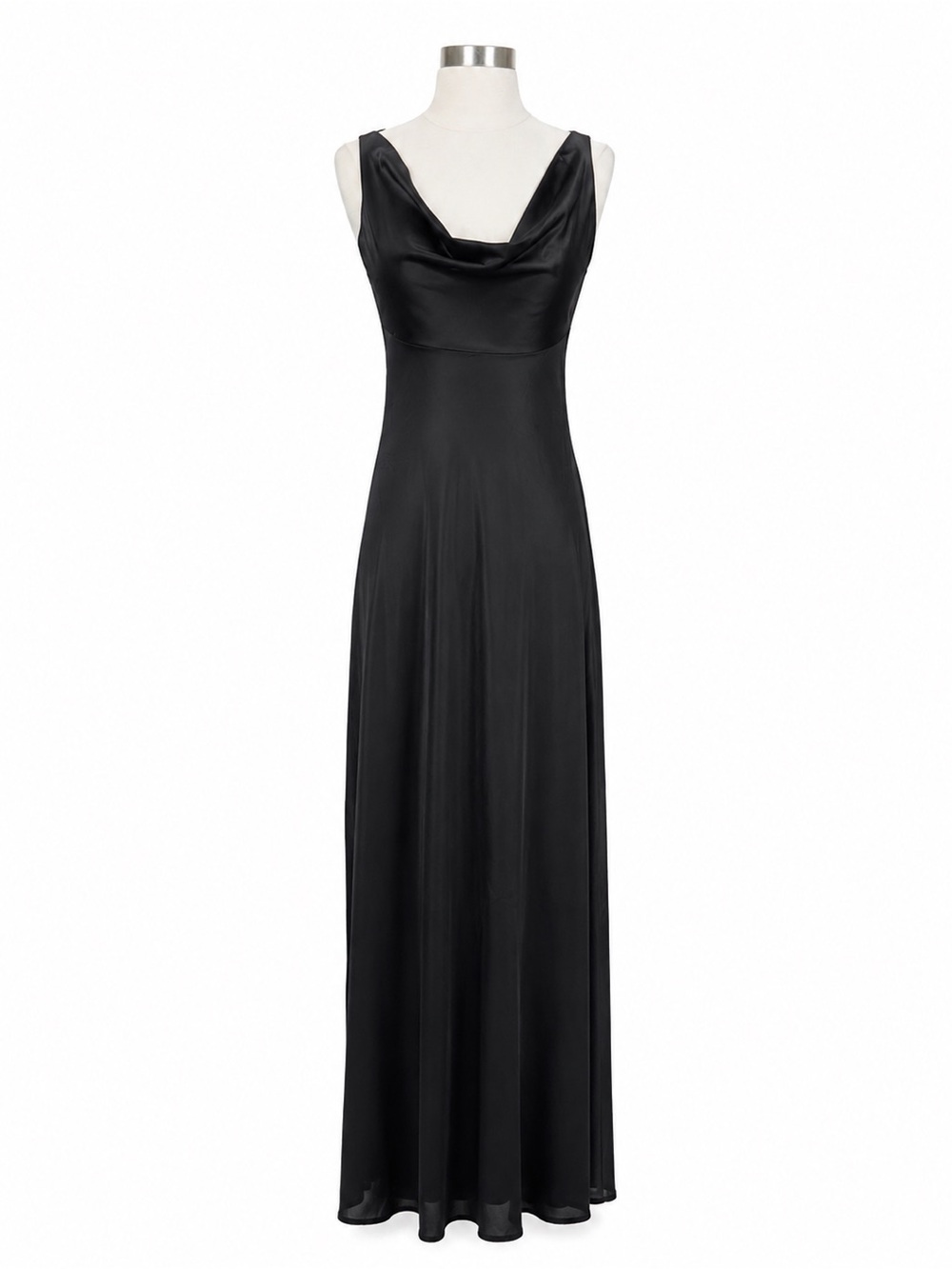 Vintage John Kloss for Cira Black Nylon Cowl Neck Slip Dress Nightgown Medium